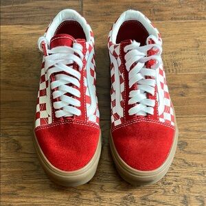 Vans Red and White Checkered Shoes